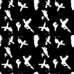 Hand drawn grunge stars seamless pattern. Modern ink background. Dry brush print for decoration. Vector illustration.