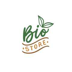 Bio store logo. Ecology logo for packaging, banner, design, store.