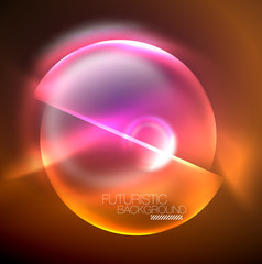 Blurred neon glowing round shapes, abstract circles and lights