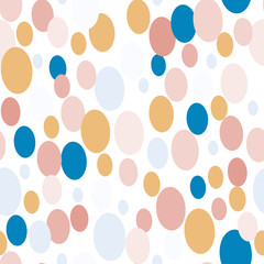 Vector seamless pattern with circles or ovals in light pastel colors. Modern background with simple geometric shapes