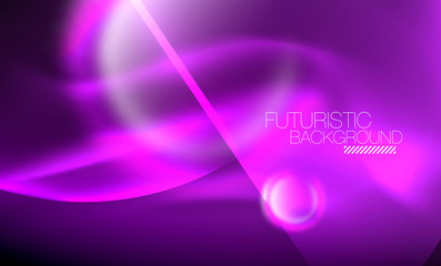 Blurred neon glowing round shapes, abstract circles and lights