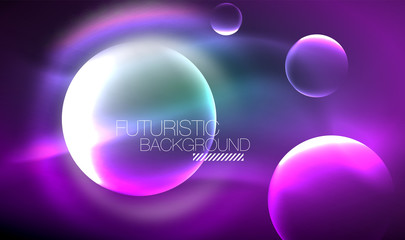 Vector glowing neon circles abstract background