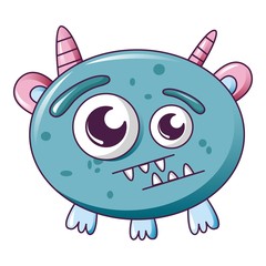 Round cute monster icon. Cartoon of round cute monster vector icon for web design isolated on white background