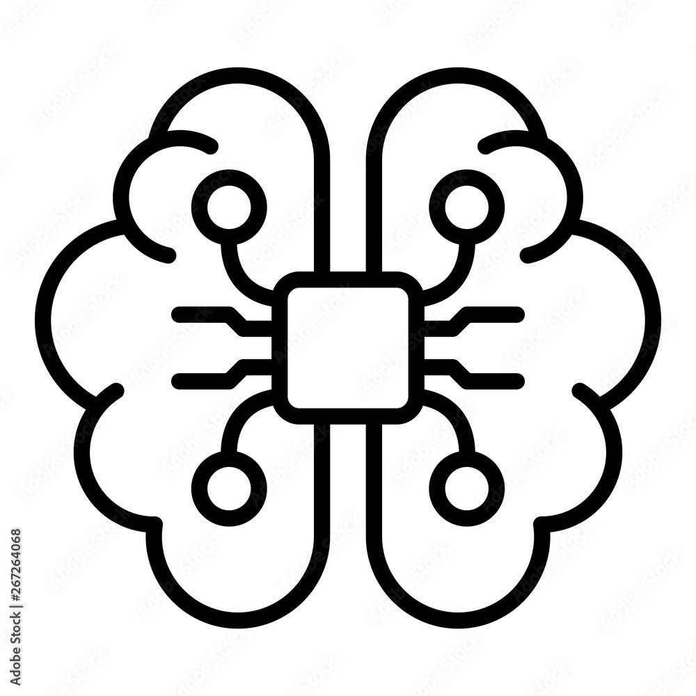 Poster ai brain icon. outline ai brain vector icon for web design isolated on white background