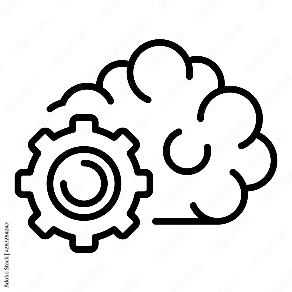 Poster gear ai technology icon. outline gear ai technology vector icon for web design isolated on white bac