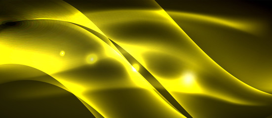Neon shiny light glowing wave lines