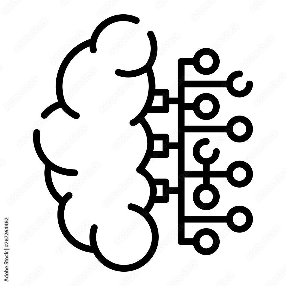 Poster half ai brain icon. outline half ai brain vector icon for web design isolated on white background