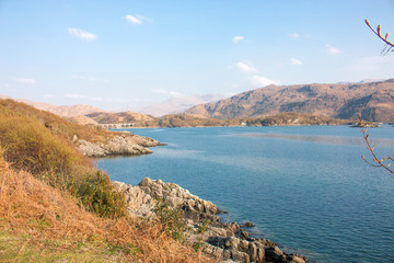 Landscape at Loch nan Uamh near Prince's Cairn Lochaber Highlands Scotland