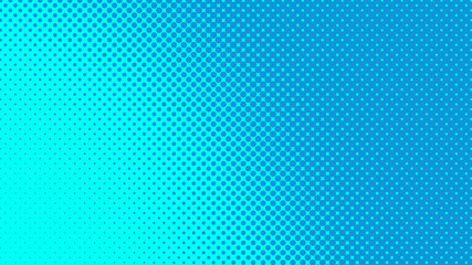 Fototapeta premium Blue pop art background in retro comic style with halftone dots design