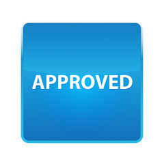 Approved shiny blue square button