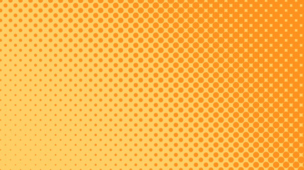 Yellow with orange pop art background in retro comic style with halftone dots design