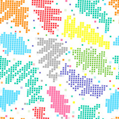 Modern seamless background with knitted texture, colorful strokes on white for your design