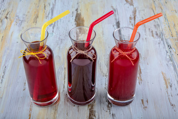 Ramadan drinks. Turkish Sherbet,  raspberry, cherry and rose sweet,cold red rose sherbet.
