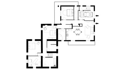 2d floor plan. Black&white floor plan. Floorplan