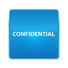 Confidential shiny blue square button