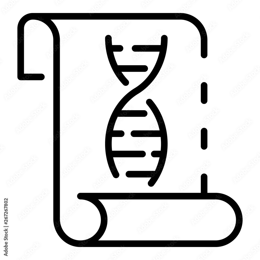 Poster dna chain on paper icon. outline dna chain on paper vector icon for web design isolated on white bac