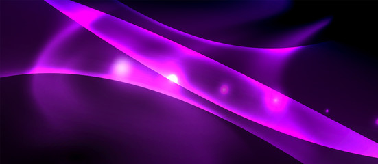Glossy glowing neon light wave background