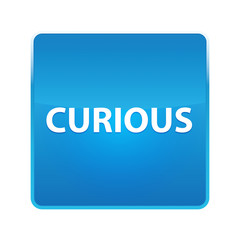 Curious shiny blue square button