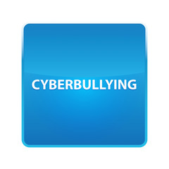 Cyberbullying shiny blue square button