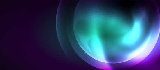 Shiny neon color light with circles abstract background