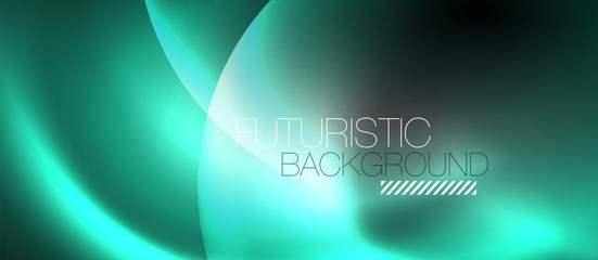 Shiny neon color light with circles abstract background