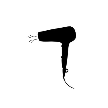recommend clip art: The black silhouette of a hair dryer. Vector illustration on isolated background
