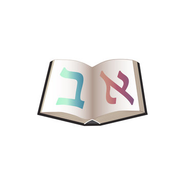 Jewish book. Alef Bet. Vector illustration on isolated background