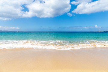 Fototapeta na wymiar Panorama of beautiful beach and tropical sea of Lanzarote. Canaries