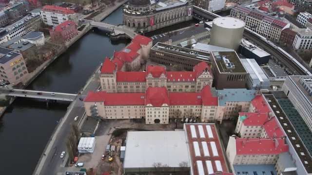 Berlin city aerial footage Germany winter