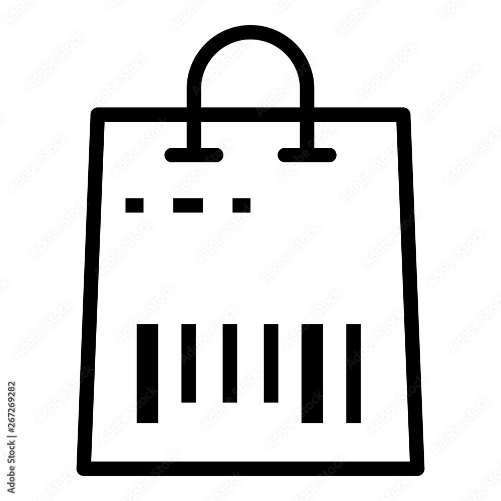 Poster barcode on the bag icon. outline barcode on the bag vector icon for web design isolated on white bac