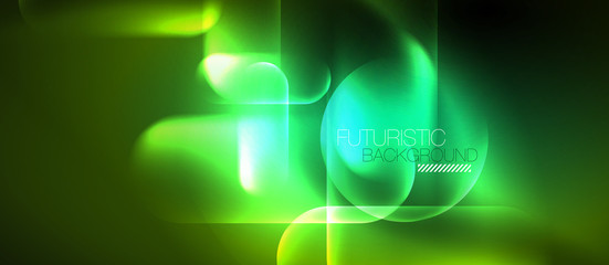 Neon glowing techno lines, blue hi-tech futuristic abstract background template