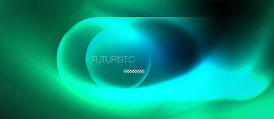 Blue neon round shapes techno background