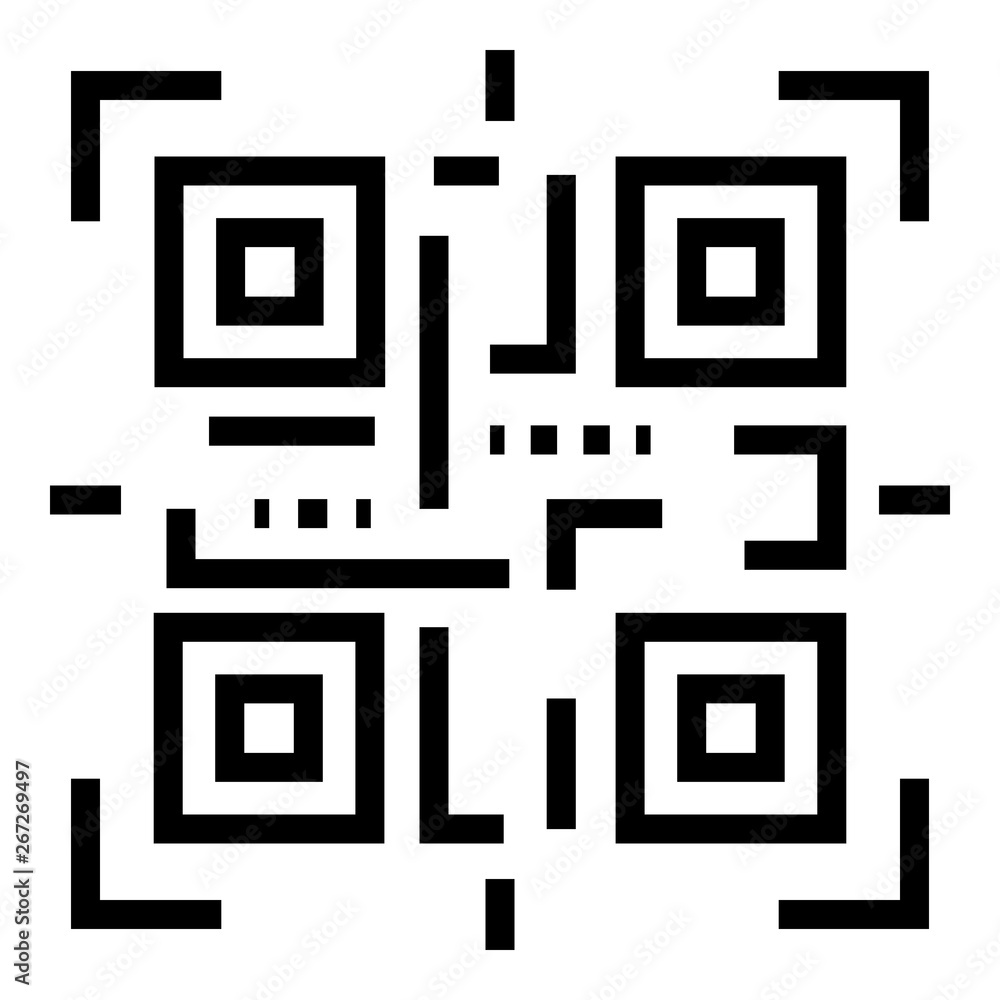Poster qr code identification icon. outline qr code identification vector icon for web design isolated on w