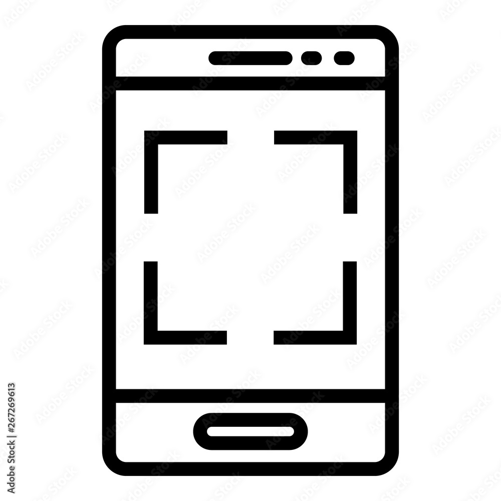 Poster search qr code by smartphone icon. outline search qr code by smartphone vector icon for web design i