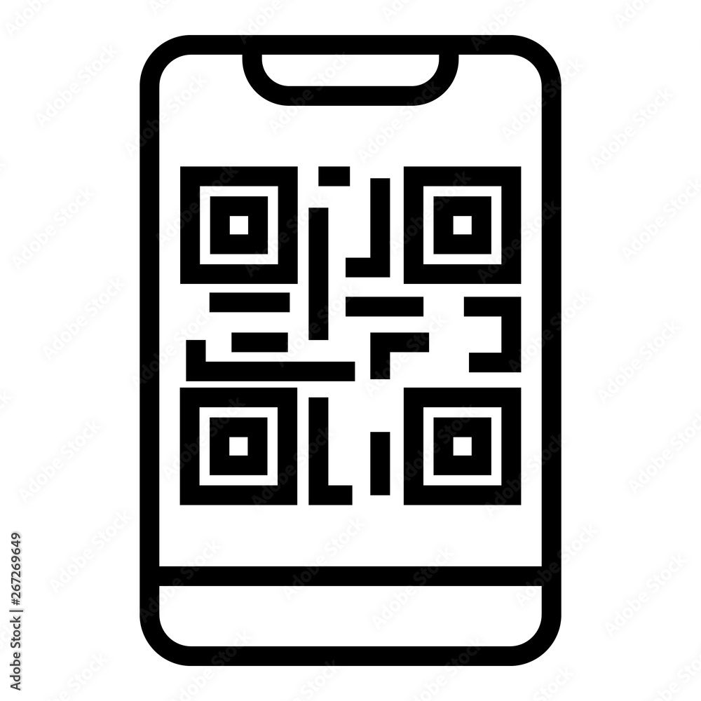Poster qr code on the smartphone icon. outline qr code on the smartphone vector icon for web design isolate