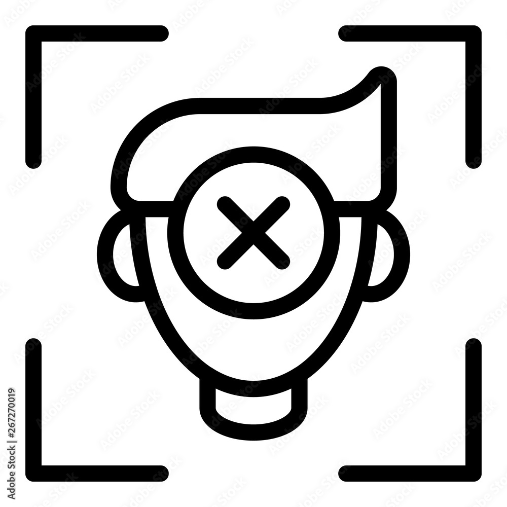 Poster face not recognized icon. outline face not recognized vector icon for web design isolated on white b
