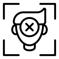 Face not recognized icon. Outline face not recognized vector icon for web design isolated on white background