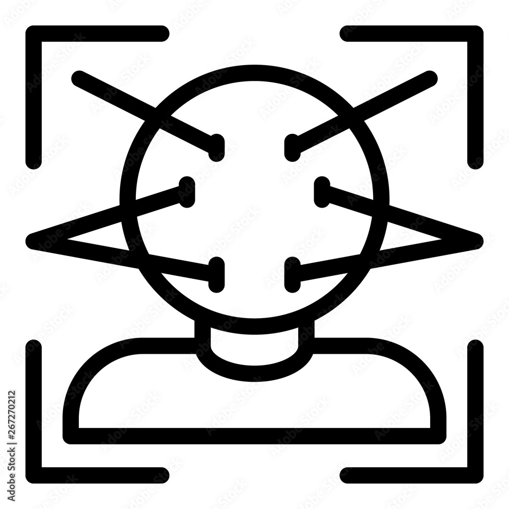 Poster face id icon. outline face id vector icon for web design isolated on white background