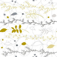 Modern vector seamless pattern with hand drawn leaves.