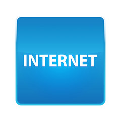 Internet shiny blue square button