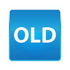 Old shiny blue square button