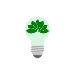 Symbol of ecological renewable energy, lightbulb with leaves 