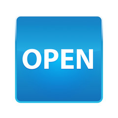 Open shiny blue square button