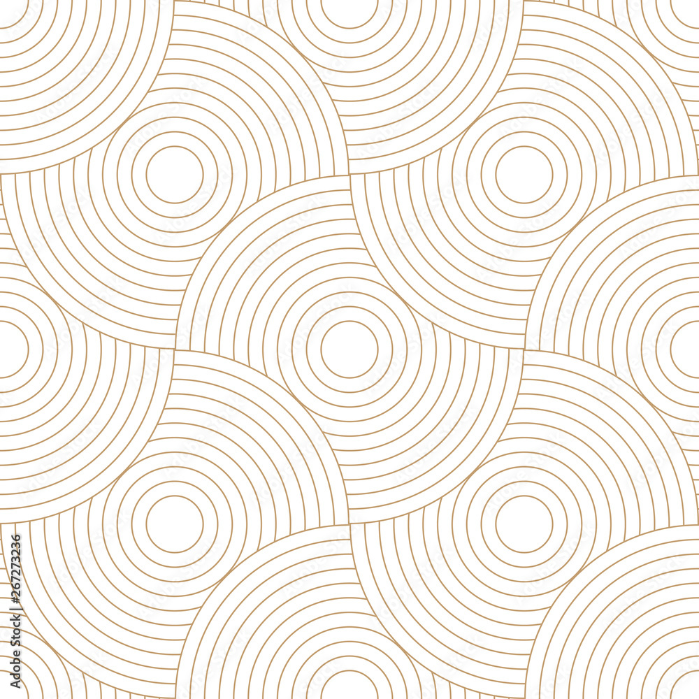 Poster Abstract retro pattern of geometric shapes. Golden mosaic backdrop. Geometric wave of circles  background, vector