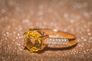 Gold ring with citrine