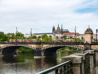Scene of the River Vltava which runs through Prague the Capital of the Czech Republic