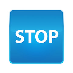 Stop shiny blue square button