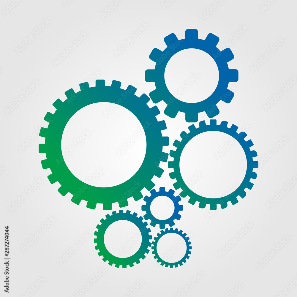 Poster abstract gears wheels isolated on white background. modern technical design with gradient colors.