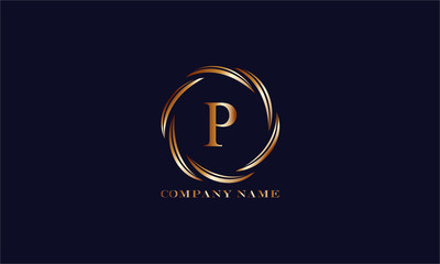 Gold Emblem of the weaving circle. Monogram design elements, graceful template. Simple logo design Letter  for Royalty, business card, Boutique, Hotel, Heraldic, Web design. Vector illustration