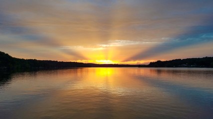 Sunset over lake of the Ozarks